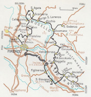 Mugello E Pratomagno, Itinerari Turistici, Mappa Epoca, Vintage Map - Cartes Géographiques