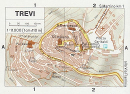 Trevi, Pianta Della Città, Mappa Epoca, Vintage Map - Mapas Geográficas