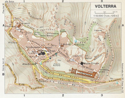 Volterra, Pianta Della Città, Mappa Epoca, Vintage Map - Mapas Geográficas