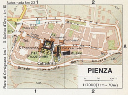 Pienza, Pianta Della Città, Mappa Epoca, Vintage Map - Mapas Geográficas