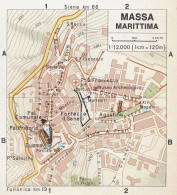 Massa Marittima, Pianta Della Città, Mappa Epoca, Vintage Map - Geographical Maps