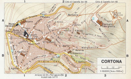 Cortona, Pianta Della Città, Mappa Epoca, Vintage Map - Mapas Geográficas