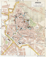 Arezzo, Pianta Della Città, Mappa Epoca, Vintage Map - Landkarten