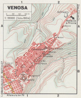 Venosa, Pianta Della Città, Mappa Epoca, Vintage Map - Cartes Géographiques