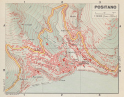 Positano, Pianta Della Città, Mappa Epoca, Vintage Map - Mapas Geográficas