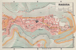 Ragusa, Pianta Della Città, Mappa Epoca, Vintage Map - Landkarten