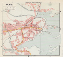 Olbia, Pianta Della Città, Mappa Epoca, Vintage Map - Mapas Geográficas