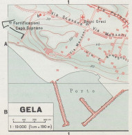 Gela, Pianta Della Città, Mappa Epoca, Vintage Map - Carte Geographique