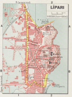 Lipari, Pianta Della Città, Mappa Epoca, Vintage Map - Carte Geographique