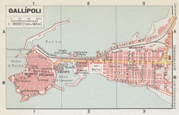 Allipoli, Pianta Della Città, Mappa Epoca, Vintage Map - Cartes Géographiques