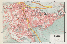 Enna, Pianta Della Città, Mappa Epoca, Vintage Map - Landkarten