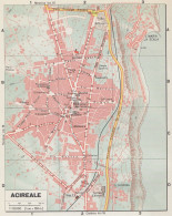 Acireale, Pianta Della Città, Mappa Epoca, Vintage Map - Cartes Géographiques