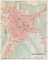 Caltanissetta, Pianta Della Città, Mappa Epoca, Vintage Map - Carte Geographique