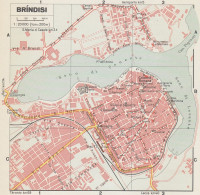 Brindisi, Pianta Della Città, Mappa Epoca, Vintage Map - Carte Geographique