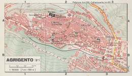 Agrigento, Pianta Della Città, Mappa Epoca, Vintage Map - Carte Geographique