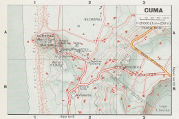 Cuma, Pianta Della Città, Mappa Epoca, Vintage Map - Carte Geographique