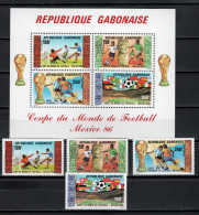 Gabon 1986 Football Soccer World Cup Set Of 4 + S/s MNH - 1986 – Mexico