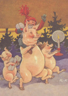 MAIALE Animale Vintage Cartolina CPSM #PBR767.IT - Cochons