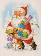 BABBO NATALE Buon Anno Natale Vintage Cartolina CPSM #PBL520.IT - Santa Claus