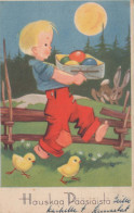 PASCUA NIÑOS POLLO HUEVO Vintage Tarjeta Postal CPA #PKE324.ES - Pâques