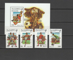Gambia 1986 Football Soccer World Cup Set Of 4 + S/s With Winners Overprint MNH - 1986 – Mexico