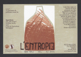 Etiquette De Bière Triple  -  L'Entropie  -   Brasserie  Du Séronais à Alzen  (09) - Bière