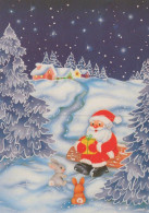 PAPÁ NOEL Animales NAVIDAD Fiesta Vintage Tarjeta Postal CPSM #PAK594.ES - Kerstman