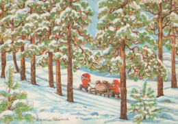Neujahr Weihnachten GNOME Vintage Ansichtskarte Postkarte CPSM #PAW701.DE - Neujahr