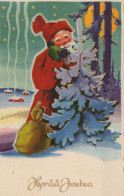 WEIHNACHTSMANN SANTA CLAUS WEIHNACHTSFERIEN Vintage Postkarte CPSMPF #PAJ482.DE - Kerstman