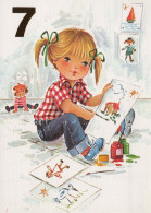 HAPPY BIRTHDAY 7 Year Old GIRL Children Vintage Postcard CPSM Unposted #PBU065.GB - Compleanni