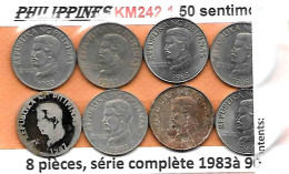 PHILIPPINES  Réforme Coinage, 50 Sentimos  Aigle,Del Pilar,  KM 242.1 ,série Copmlète De 8 Monnaies - Filipinas