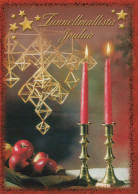 Happy New Year Christmas CANDLE Vintage Postcard CPSM #PAZ493.GB - Anno Nuovo