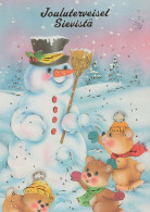 Happy New Year Christmas SNOWMAN Vintage Postcard CPSM #PAZ747.GB - Nouvel An