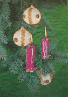 Happy New Year Christmas CANDLE Vintage Postcard CPSM #PAZ432.GB - Neujahr