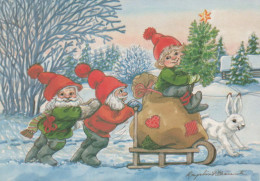 Happy New Year Christmas GNOME Vintage Postcard CPSM #PAW886.GB - Nouvel An