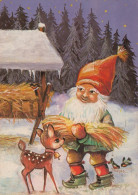 SANTA CLAUS ANIMALS CHRISTMAS Holidays Vintage Postcard CPSM #PAK461.GB - Santa Claus