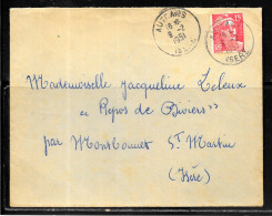 K70 - MARIANNE DE GANGON SEUL SUR LETTRE DE AUTRANS DU 08/02/51 - 1921-1960: Modern Period