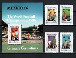 Grenada - Grenadines 1986 Football Soccer World Cup Set Of 4 + S/s MNH - 1986 – Mexico