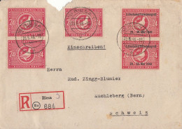 SBZ R-Brief Mif Minr.3x 232, 2x 233 Riesa 25.6.49 Gel. In Schweiz - Lettres & Documents