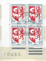 FRANCE N°1468 5C BLANC ET ROUGE BLASON D"AUCH  BLOC DE 4 OBL - Used Stamps