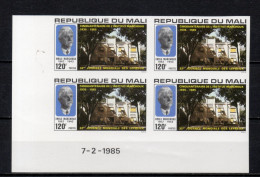 MALI    N° 520   NON DENTELE BLOC DE QUATRE TIMBRES    NEUF SANS CHARNIERE  COTE ? €    JOURNEE DES LEPREUX - Malí (1959-...)