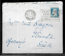 K69 - PASTEUR SEUL SUR LETTRE DE PARIS IX DU 25/08/27 POUR LA SUEDE - 1921-1960: Periodo Moderno