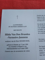 Doodsprentje Hilda Van Den Branden - Vermeire - Janssens / Hamme 17/6/1908 - 9/3/2000 ( Roger Boel ) - Religión & Esoterismo