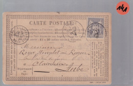 Un Timbre    Type Sage 15 C    Sur Carte -postale    Destination Clairvaux 1876 - 1877-1920: Semi-moderne Periode