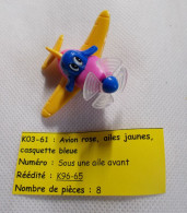 Kinder - Avion Rose, Ailes Jaunes Et Casquette Bleue - K03 61 - Sans BPZ - Montables