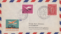 Bund Brief Luftpost Mif Minr.205, 218 SST Düsseldorf 15.9.55 Mit Vignette - Cartas & Documentos