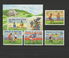 Ivory Coast 1985 Football Soccer World Cup Set Of 4 + S/s MNH - 1986 – México