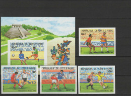 Ivory Coast 1985 Football Soccer World Cup Set Of 4 + S/s Imperf. MNH -scarce- - 1986 – México