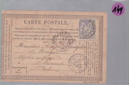 Un Timbre     Type Sage 15 C    Sur Carte -postale  Départ Châtillon Sur Saône   1876  Destination   Clairvaux - 1877-1920: Periodo Semi Moderno
