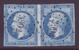 FRANCE 1853-1860 20 C Bleu YT N°14 Pair - 1853-1860 Napoléon III.